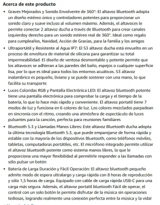 Altavoz Bluetooth Ducha, IP7 Impermeable Ventosa