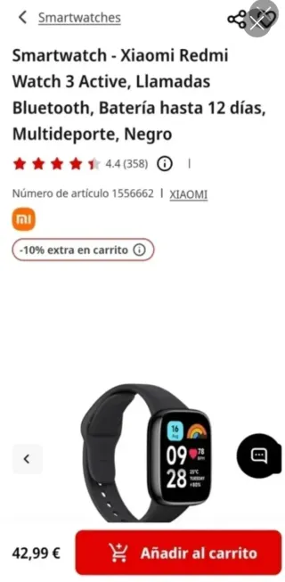 Xiaomi Redmi Watch 3 Active Negro