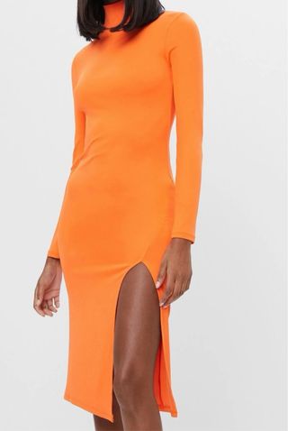 Vestido naranja manga larga talla S