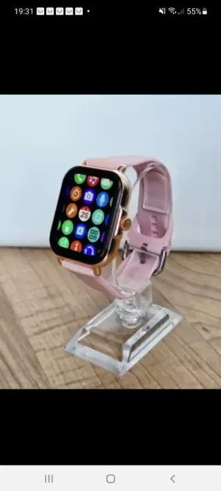Smartwatch Rosa y negro con Correa de Silicona
