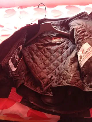 Cazadora de moto mujer rosa y blanca de piel