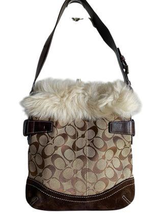 Bolso Coach Beige y Marrón con Pelo