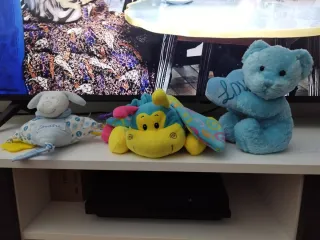Lote de 3 peluches bebe: oso, perro y mono