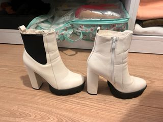 Botines blancos plataforma tacón talla 38