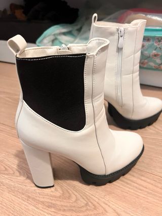 Botines blancos plataforma tacón talla 38