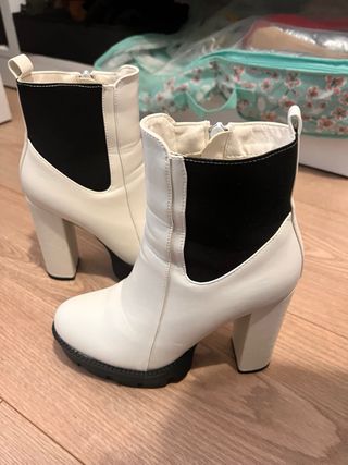 Botines blancos plataforma tacón talla 38
