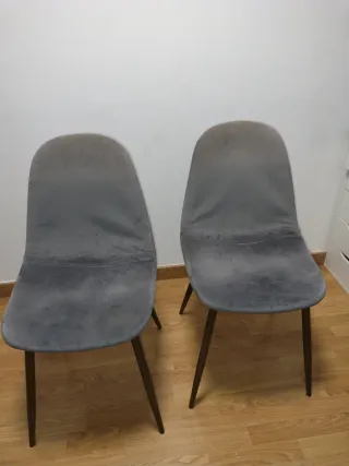 Juego de 2 sillas de terciopelo gris