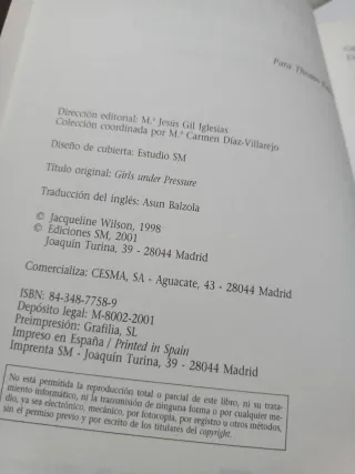 Chicas con Imagen, Jacqueline wilson 2001