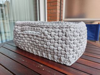Cesto crochet rectangular multiusos