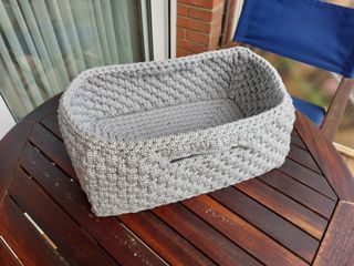 Cesto crochet rectangular multiusos
