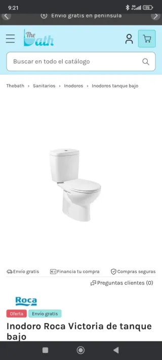 Inodoro Roca Victoria tanque bajo