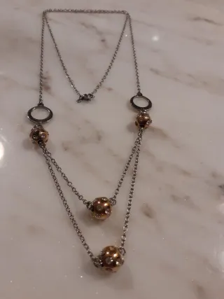Collana lunga donna oro e argento