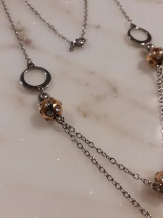 Collana lunga donna oro e argento