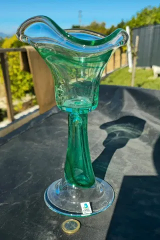 Portavelas de cristal verde Lasi Ruusu