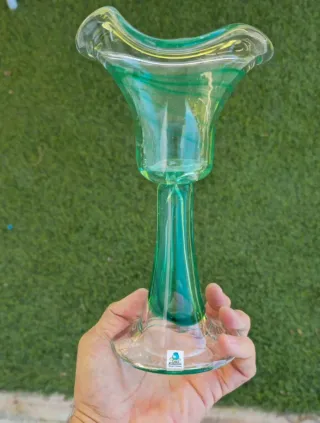 Portavelas de cristal verde Lasi Ruusu