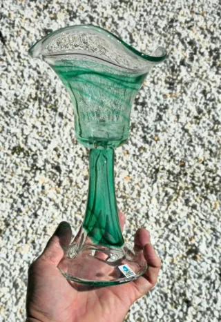 Portavelas de cristal verde Lasi Ruusu