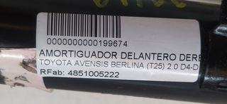 AMORTIGUADOR DELANTERO DERECHO TOYOTA AVENSIS BERLINA (T25) 2.0 D4-D Executive Sedán (4-ptas)   |   05.06 - 12.08