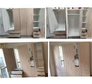 Armario modular blanco y madera