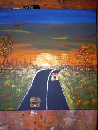 Cuadro 30x40 Acrílico Paisaje Atardecer