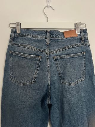 Vaqueros Mom Mango Azules