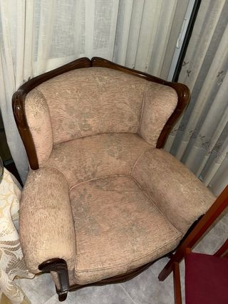 Sofá cómodo vintage tela y madera