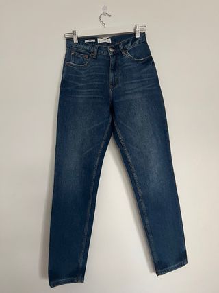 Jeans Mom Fit Azul Oscuro Mango