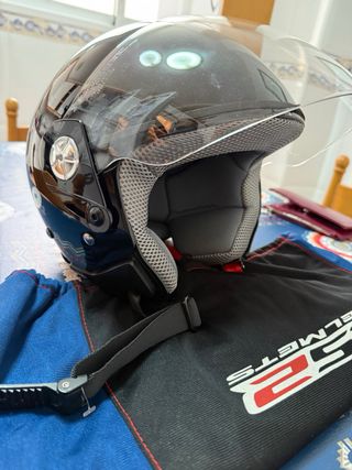 Casco Moto Negro con Visera talla L