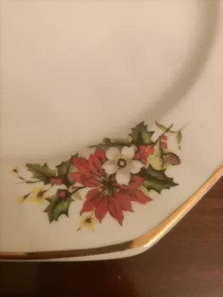 Bandeja porcelana Navidad octogonal 28.5cm