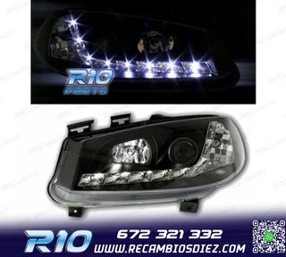 FAROS RENAULT MEGANE 02-05 LUZ DIURNA LED FONDO NEGRO