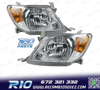 FAROS PARA TOYOTA HILUX VIGO PICK-UP 05-11 FONDO CROMO