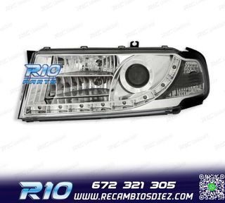 FAROS PARA SKODA OCTAVIA 01-04 LUZ DIURNA LED FONDO CROMO