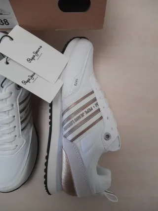 Zapatillas Pepe Jeans Blancas y Doradas Talla 38