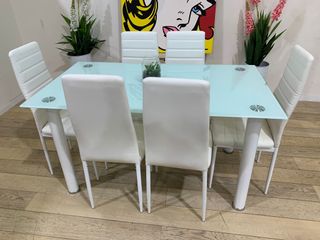 Comedor 6 Sillas Cristal Blanco