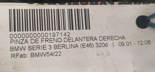 PINZA DE FRENO DELANTERA DERECHA BMW SERIE 3 BERLINA (E46) 320d   |   09.01 - 12.06