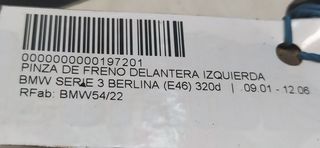 PINZA DE FRENO DELANTERA IZQUIERDA BMW SERIE 3 BERLINA (E46) 320d   |   09.01 - 12.06