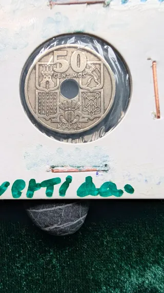 Moneda España 25 Céntimos 1949 Error