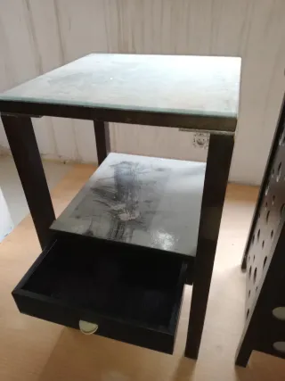 Mesitas de noche madera y cristal