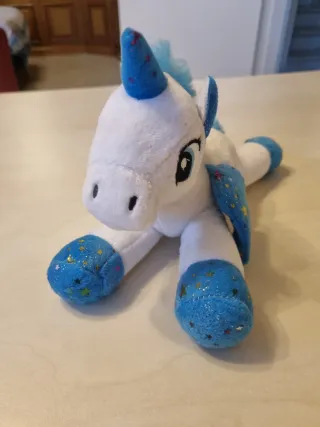 Peluche unicorno bianco e blu