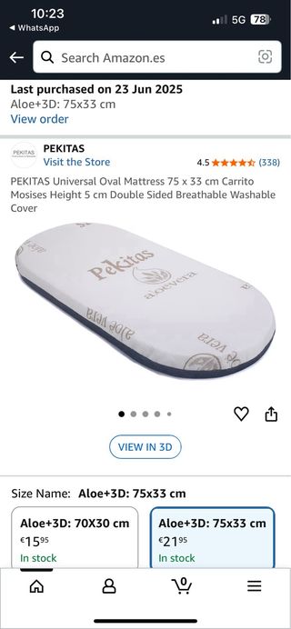 Colchón para capazo Pekitas Aloe Vera