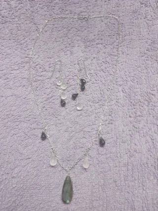 Conjunto Plata 925: Collar y Pendientes