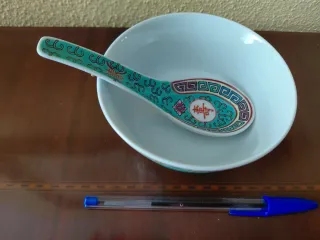 Tazón, plato y cuchara porcelana china