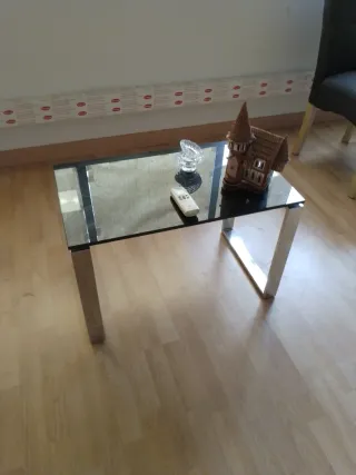 Mesa de centro cristal y metal