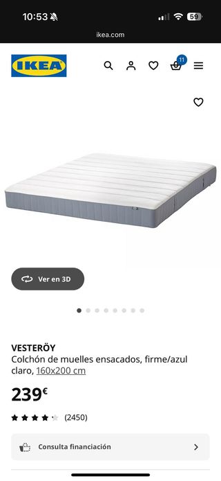 Cama IKEA madera con colchón