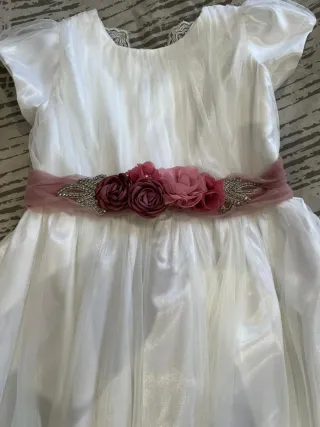 Vestido de Comunión Blanco con cinturón