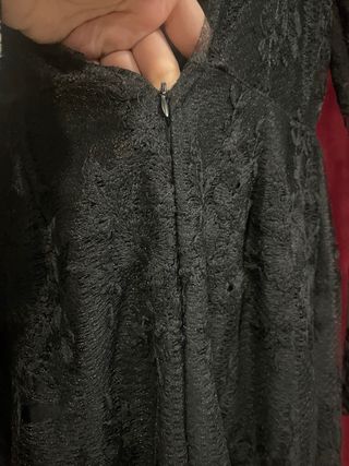 Vestito nero lungo pizzo trasparenze