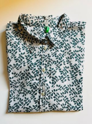 Camisa Benetton Estampada Hojas Verde
