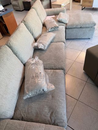 Chaise longue tela beige y gris