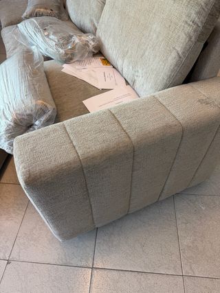 Chaise longue tela beige y gris