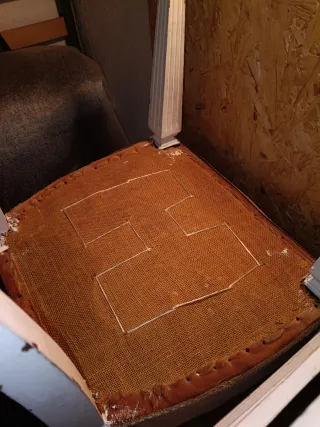 Sillas Vintage Terciopelo Naranja y Madera Blanca