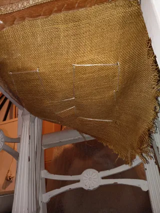 Sillas Vintage Terciopelo Naranja y Madera Blanca